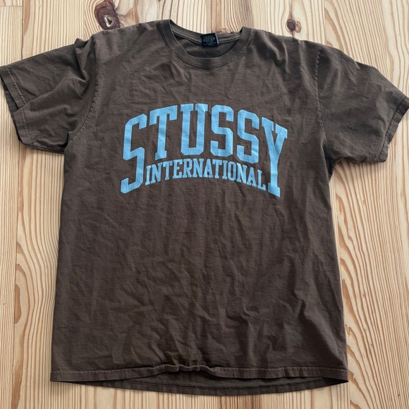Stussy Other - Stussy Brown Tee with Light Blue Arch Logo (Large)